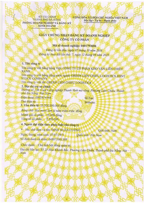  - Công Ty Cổ Phần Kho Vận Liên Chiểu Xanh